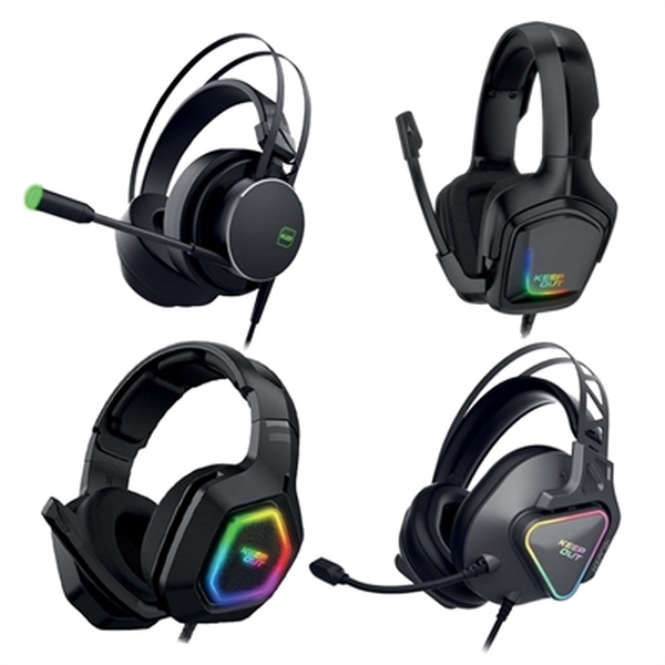 Gaming Earpiece with Microphone KEEP OUT HX-AVENGERKK 7.1 LED RGB Black